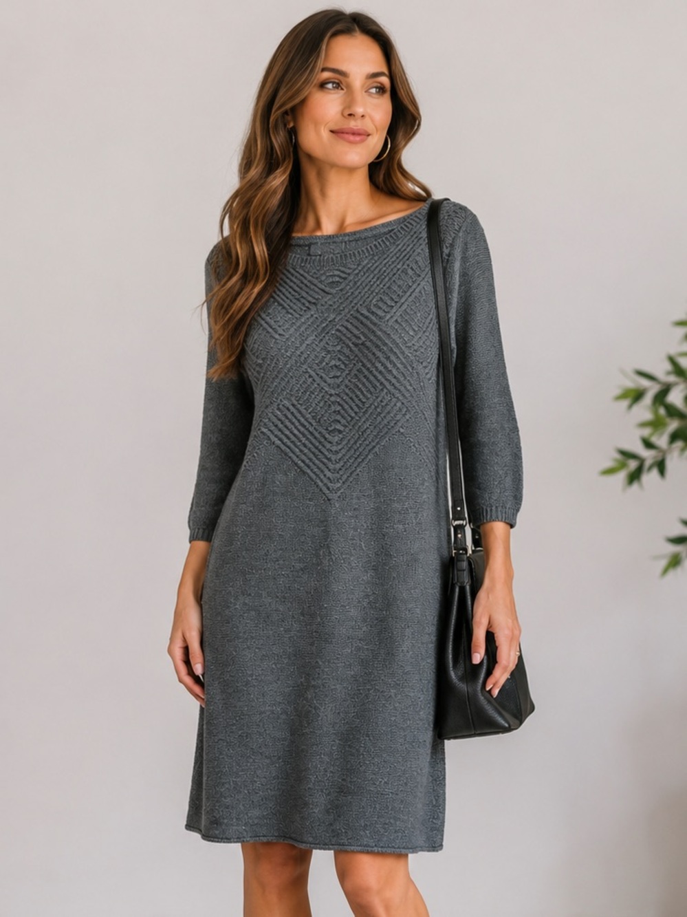 Mossimo Supply Co. Women’s Size L Charcoal Gray Knit Midi Dress